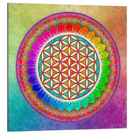 Aluminium print Flower of Life, Rainbow Lotus Artwork I