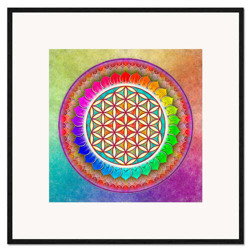 Ingelijste kunstdruk Flower of Life, Rainbow Lotus Artwork I