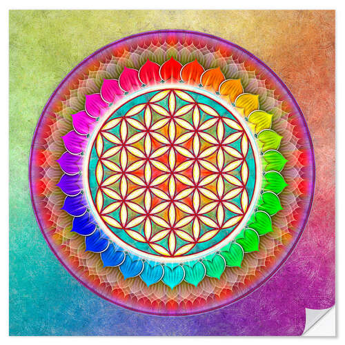 Naklejka na ścianę Flower of Life, Rainbow Lotus Artwork I