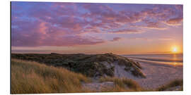 Aluminiumsbilde Sunset beach at Zeeland the Netherlands