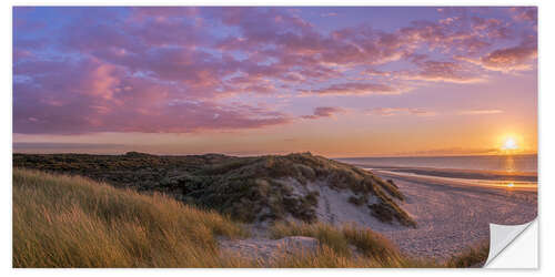 Vinilo para la pared Sunset beach at Zeeland the Netherlands