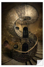 Selvklebende plakat Old Spiral Staircase I