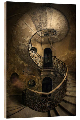 Wood print Old Spiral Staircase I