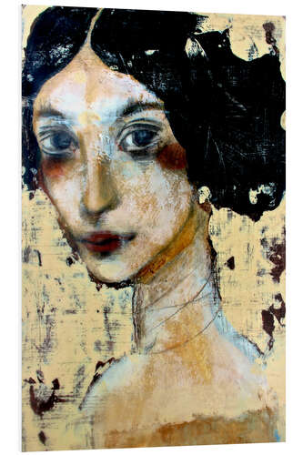 Foam board print WOMAN WITH BLACK HAIR