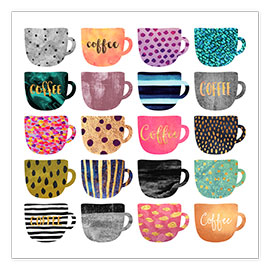 Wall print  Pretty coffee cups - Elisabeth Fredriksson