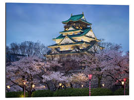 Aluminium print Osaka Castle in spring for cherry blossom