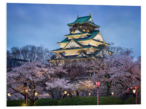 Tableau en PVC Osaka Castle in spring for cherry blossom