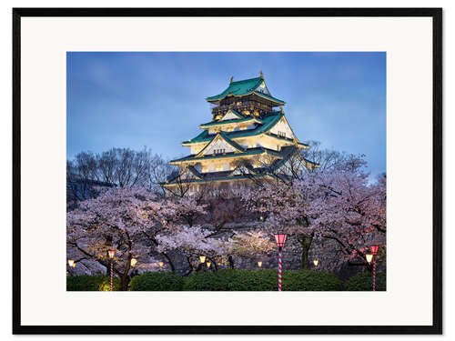 Impressão artística com moldura Osaka Castle in spring for cherry blossom