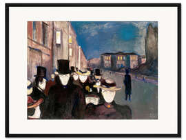 Gerahmter Kunstdruck Abend auf der Karl Johann Straße