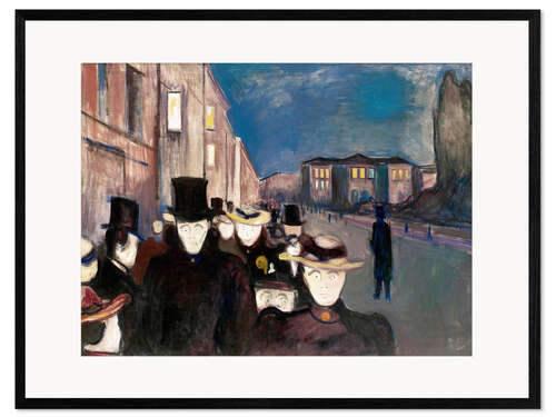 Gerahmter Kunstdruck Abend auf der Karl Johann Straße