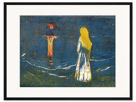 Gerahmter Kunstdruck Mondschein am Meer