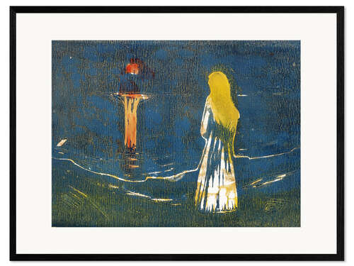 Gerahmter Kunstdruck Mondschein am Meer
