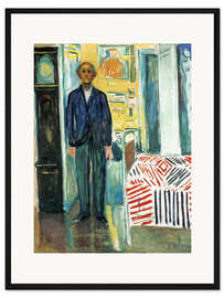 Gerahmter Kunstdruck Selbstbildnis zwischen Uhr und Bett