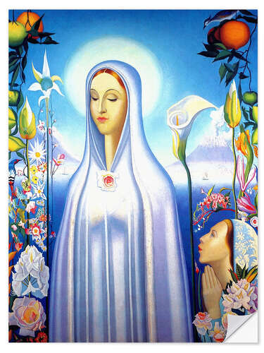 Selvklebende plakat Virgin of the Rose and Lily