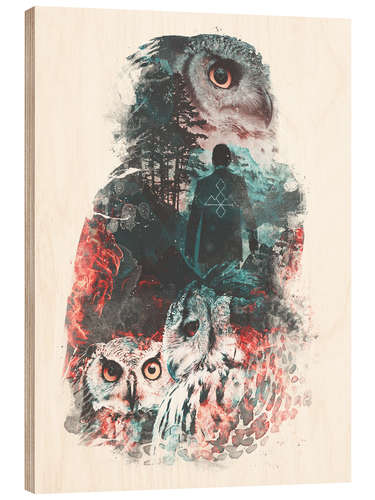 Hout print The Owls are Not What They Seem