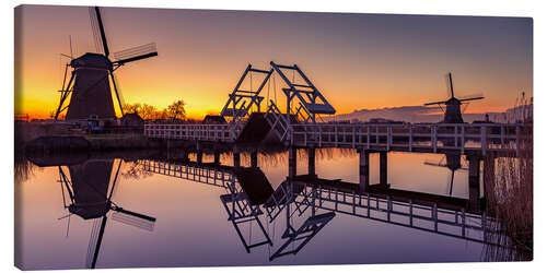 Canvas-taulu Sunset, Kinderdijk