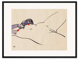 Gerahmter Kunstdruck Liegender Akt