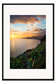 Gerahmter Kunstdruck Bucht von Funchal bei Sonnenuntergang, Madeira