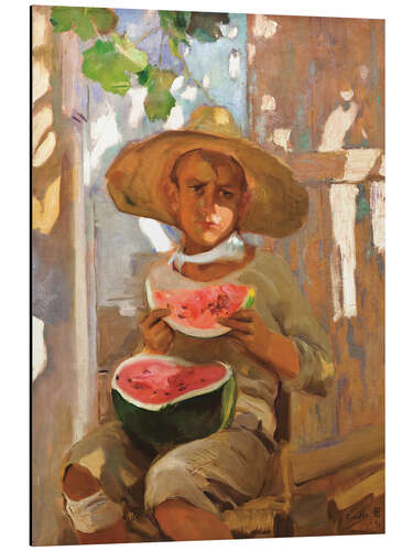 Aluminiumsbilde Boy with watermelon