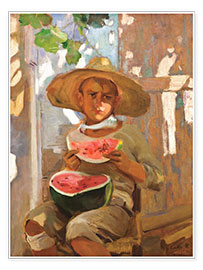 Veggbilde  Boy with watermelon - Joaquín Sorolla y Bastida
