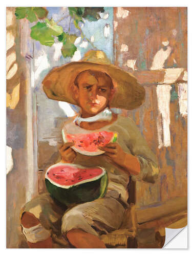 Naklejka na ścianę Boy with watermelon