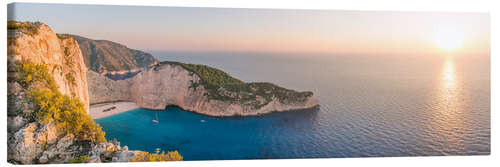 Quadro em tela Panoramic of shipwreck beach (Navagio) on Zakynthos island, Greece