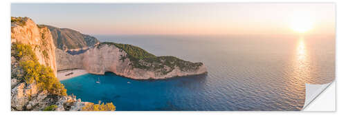 Selvklebende plakat Panoramic of shipwreck beach (Navagio) on Zakynthos island, Greece