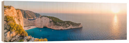 Holzbild Panorama von Shipwreck Strand (Navagio) auf der Insel Zakynthos, Griechenland