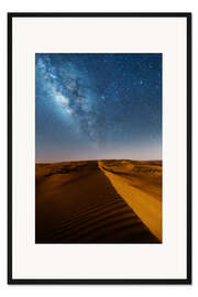 Gerahmter Kunstdruck Milchstraße über Dünen, Oman