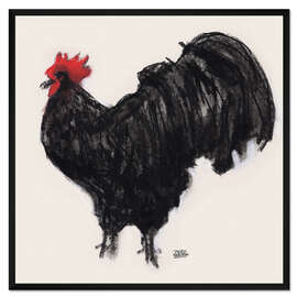 Gerahmter Kunstdruck Schwarzer Hahn