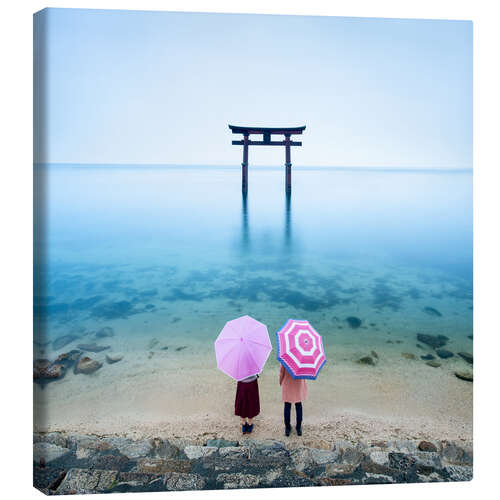 Leinwandbild Japanisches Torii im Meer