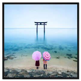 Gerahmter Kunstdruck Japanisches Torii im Meer