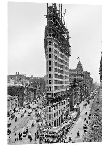 Acrylglasbild New York City 1903, Flatiron Building im Bau