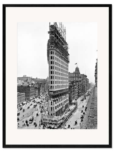 Gerahmter Kunstdruck New York City 1903, Flatiron Building im Bau