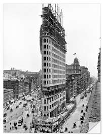 Selvklæbende plakat New York City 1903, Flatiron Building under construction