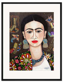 Gerahmter Kunstdruck Frida Kahlo in Gedanken