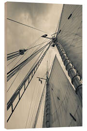 Wood print Masts, ropes and sails