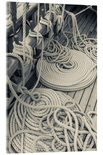Acrylic print Rigging on a schooner