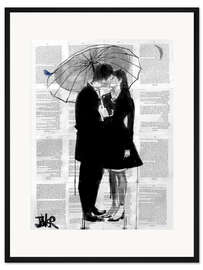 Gerahmter Kunstdruck Kuss im Mondschein