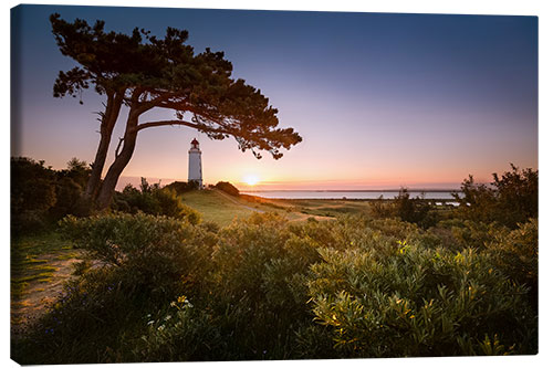 Canvas print Sunrise at Lighthouse Dornbusch on Hiddensee