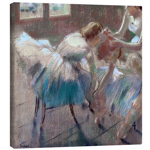 Canvas print three dancers preparing for class