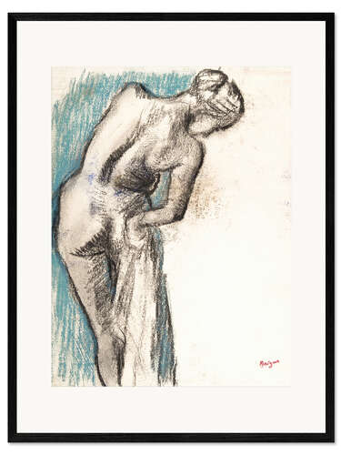 Inramat konsttryck Bather Drying Herself
