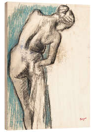 Wood print Woman drying herself