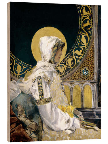 Wood print Saint in Prayer