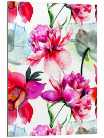 Magnettafel Mohnblumen und Pfingstrosen