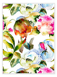 Poster Wildblumen in Aquarell