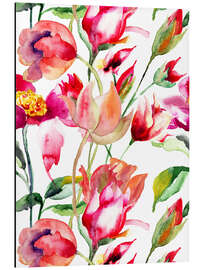 Aluminium print Summer flowers in watercolor