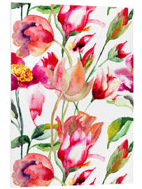 Foam board print Summer flowers in watercolor