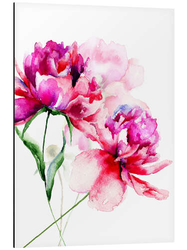 Tableau en aluminium Belles fleurs de pivoines