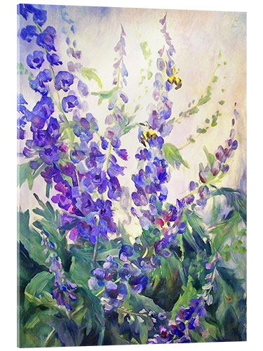 Acrylic print Delphiniums in watercolor